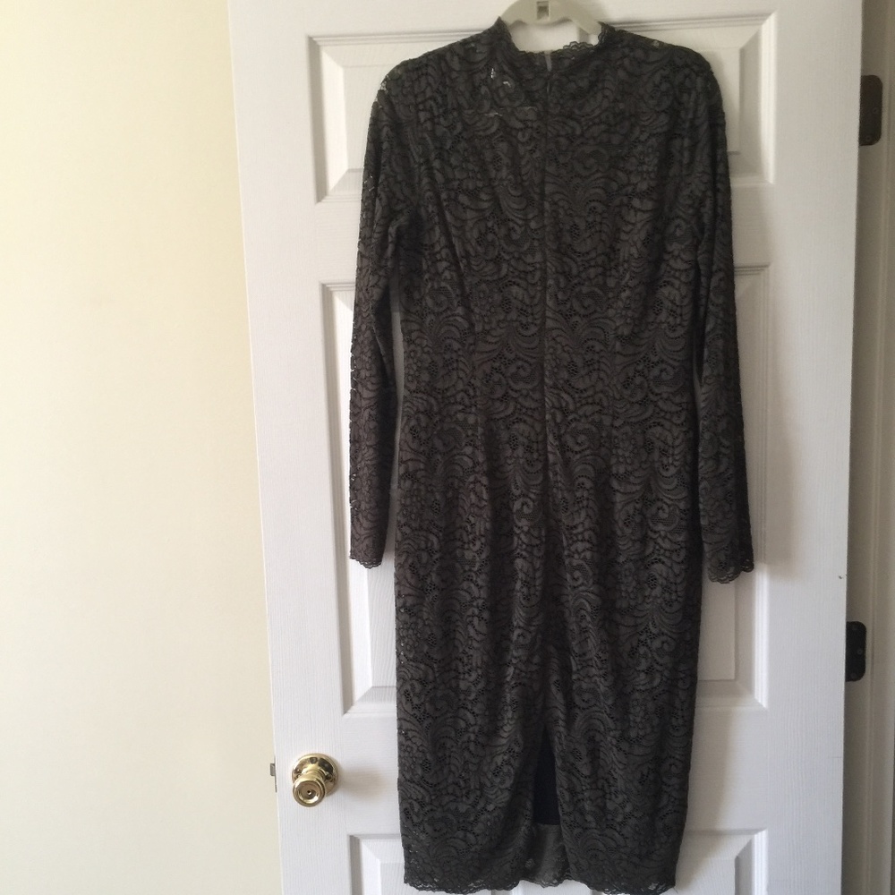 CATO WOMEN’S SIZE 12 FLORAL LACE BATEAU NECK LONG SLEEVE PENCIL DRESS - Picture 2 of 4